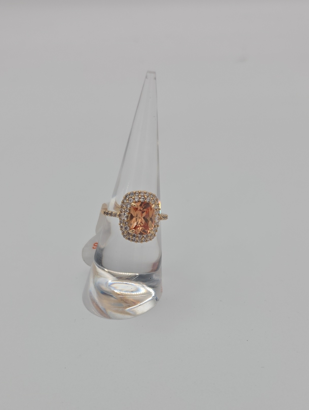Gold Plating CZ Halo Smokey Topaz Ring